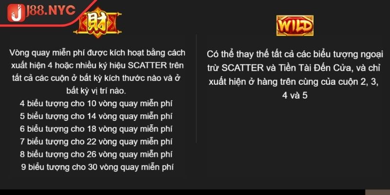 Scatter Thần Tài Phú Quý J88 mở ra vòng quay miễn phí